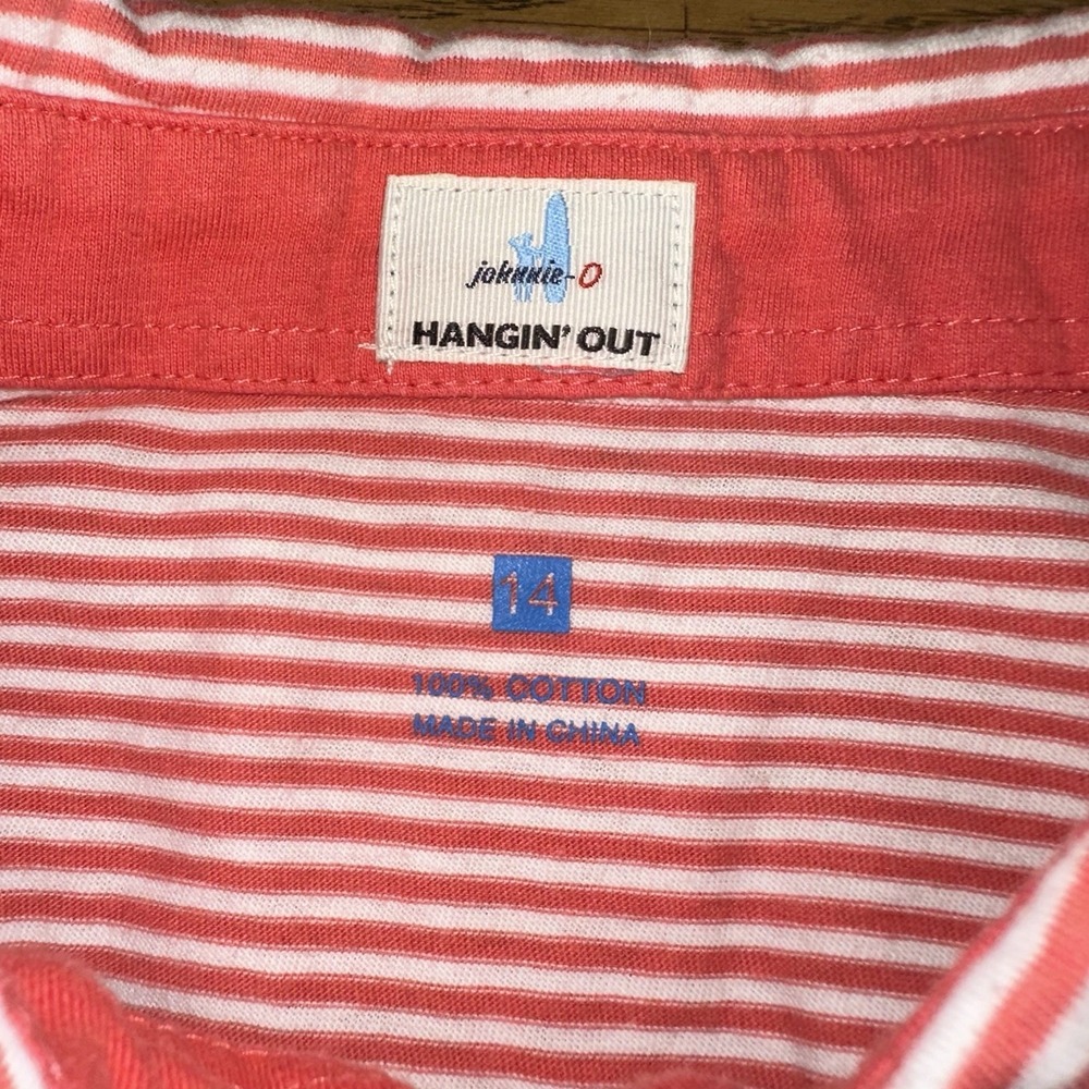 Johnnie-O Hangin' Out Red Rapture Striped Short Sleeve Cotton Golf‎ Polo Boys 14 - Picture 3 of 7
